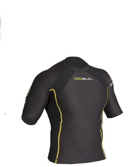 Gul Evotherm Thermal short sleeved Rash Vest Black/Yellow Stitch