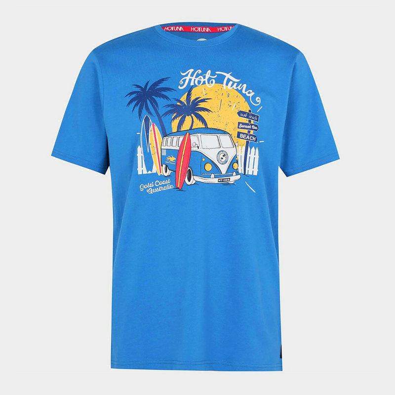 MENS PALM BLUE CAMPER SHORT SLEEVE HOT TUNA SHIRT T SHIRT TOP SIZES S-2XL MENS PALM BLUE CAMPER SHORT SLEEVE HOT TUNA SHIRT T SHIRT TOP SIZES S-2XL