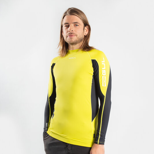 surf kayak  ref 44 mens UPF50 Details about   GUL XOLA LONG SLEEVED RASH VEST BLACK MARL 