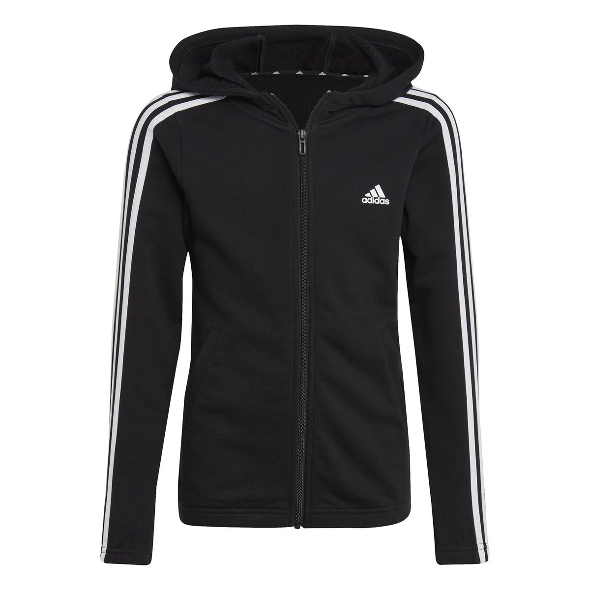 Essentials Girls 3 Stripes Zip Track Top Hoodie